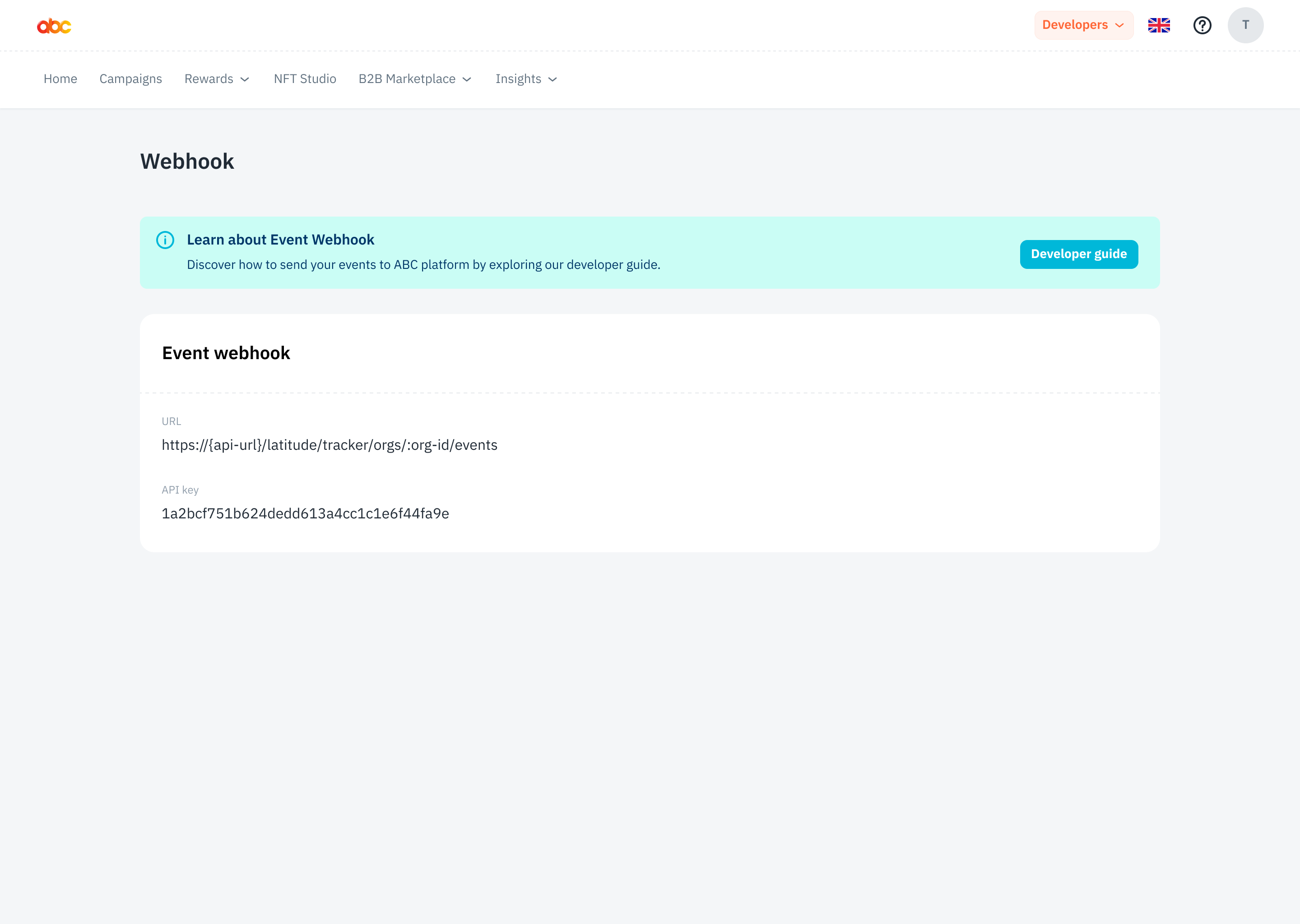 Dashbard Webhook Settings